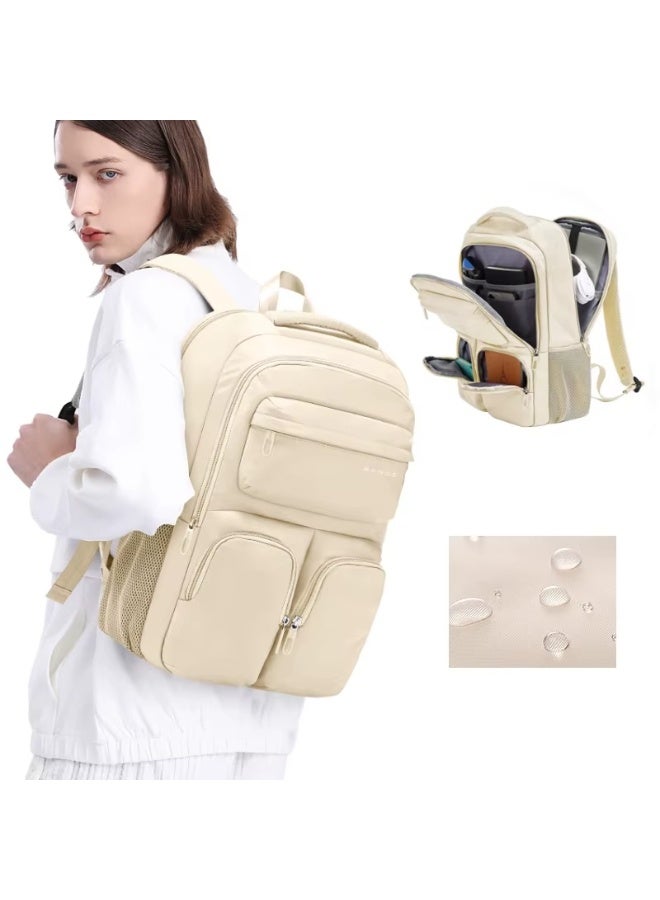 بانجي Bange 1807  Beige Polyester Unisex Travel Backpacks Laptop Waterproof - Image 4
